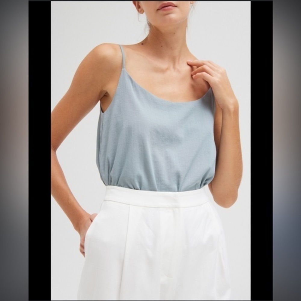Erdem Designer 100% Silk Light Blue Sleeveless Cami Tank Top Camisole